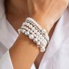 Boho Sweet Imitation Pearl Mixed Round Pearl Bracelet Women's Multi layer Elastic Thread Girls' Jewelry