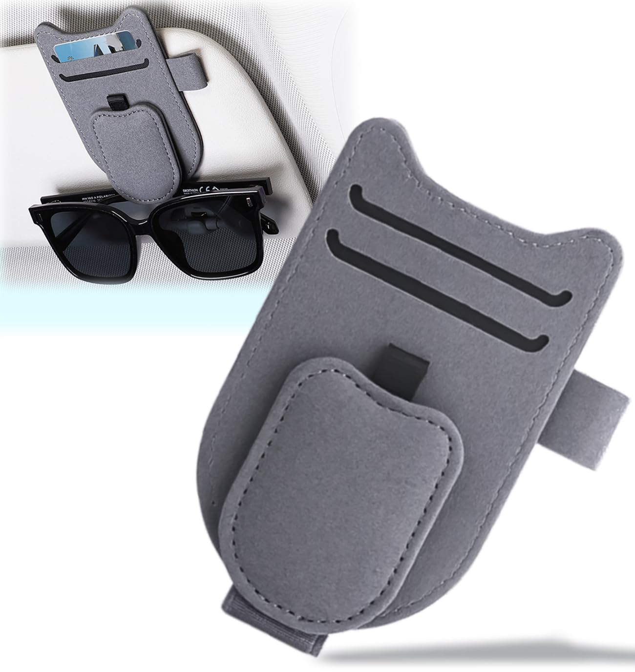 

Car Sunglasses Holder for Sun Visor, Glasses Holder, Card Holder, Holds 2 Pieces, Includes серый