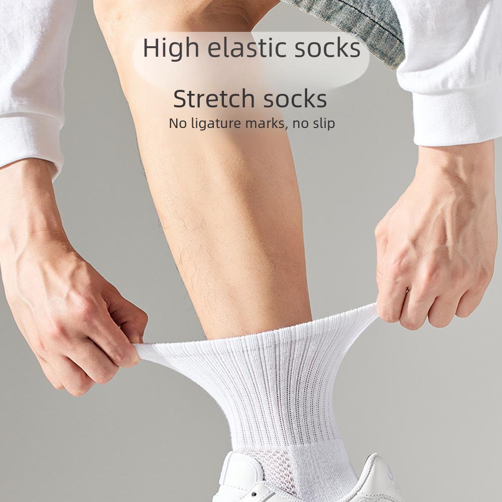 Chaussettes de Sport Mi-Mollet Blanches pour Homme - Respirantes, Absorbantes la Sueur, Antidérapantes, Chaussettes Serviette pour Course à Pied et Basketball