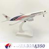 1/400 Scale 20CM Malaysia Airways A350 Aircraft Model Plane Airplane Toy Metal Diecast Planes Model Collection for Children Gifts