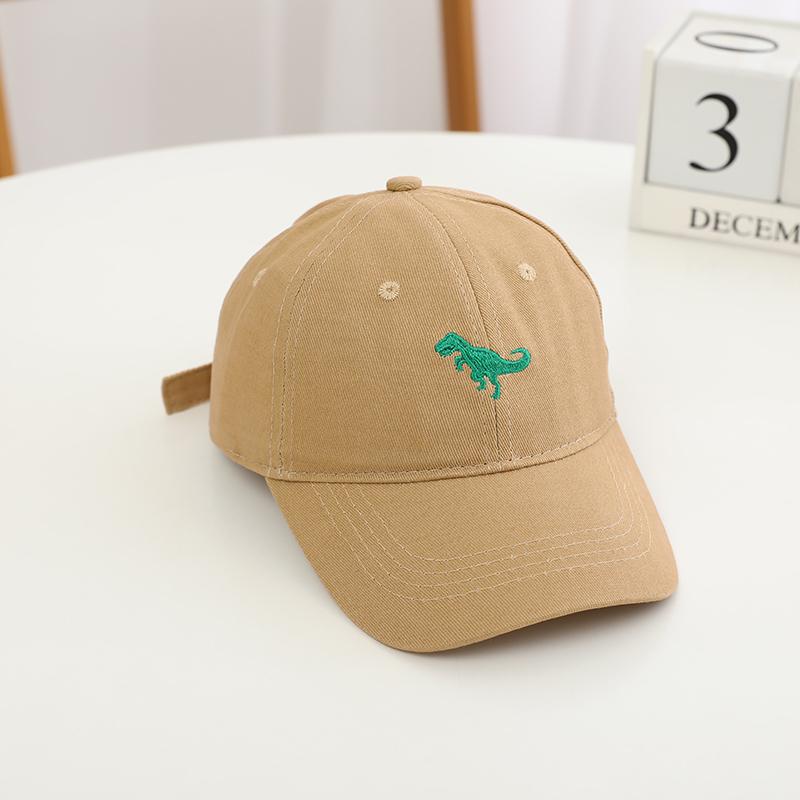 Fashion Soild Boys Baseball Cap Dinosaur Embroidered Cotton Snapback Hat Kids Outdoor Travel Sum Hats For 2 To 8Year Child Hats
