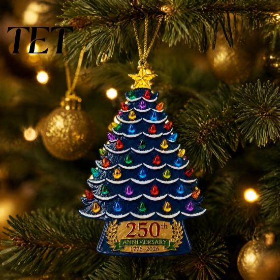 Hanging Pendant for Tree 250 Anniversary USA Christmas Ornament, 1776-2026 2D Acrylic Window Years America Decoration Patriotic Home Decor Collection