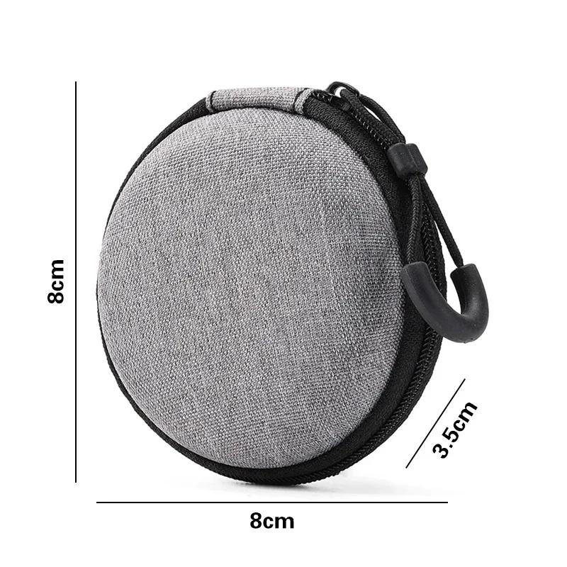 

Portable Shockproof Mini Round Coin Storage Bag women men mini Earphone Charger Case Data Cable Organizer Case