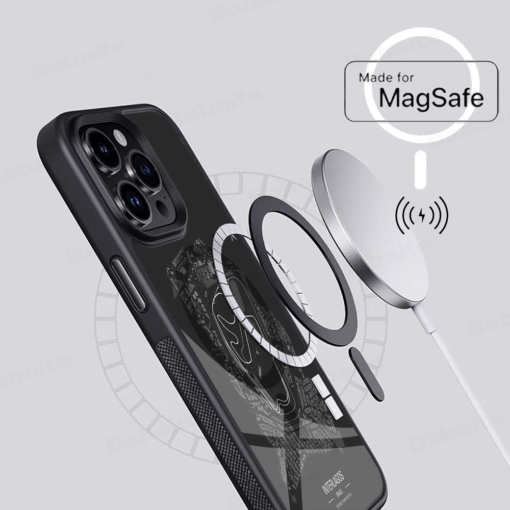 F1 Race Track Prints Phone Case Magnetic Case For IPhone 16 14 13 12 11 15 Pro Max Plus For Magsafe Wireless Charge Cover