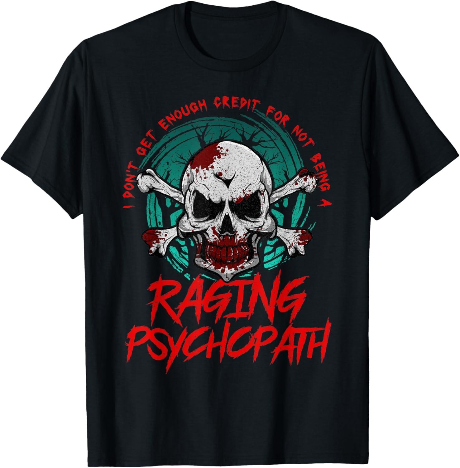 Raging Psychopath Skull Antisocial Introvert Humor Design T-Shirt S разноцветный