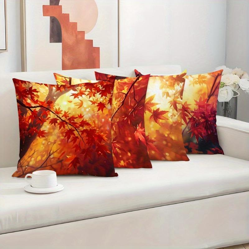 Warm Autumn Maple Leaf Pillowcases: Cozy Fall-Themed Home Decor Pillow Covers