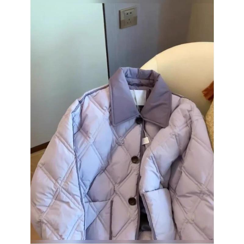 Haină de bumbac largă pentru femei, jacket subțire la modă cu rever și nasturi, îmbrăcăminte exterioară casual pentru iarnă și toamnă