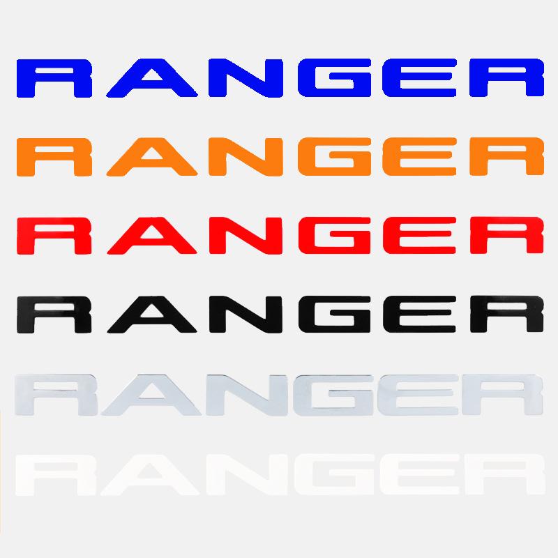 WBWP9 For Ford Ranger 2015-2021 Grille Top Logo Letter Grill RANGER 3D Emblem Original Size ABS Sticker With Glue Chromium Styling