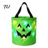 Toddler Halloween Candy Holders Glowing Pumpkin Bag LED Light Up Trick or Treat Bucket Fabric Gift Packaging for Kids Reusable Waterproof Oxford Tote