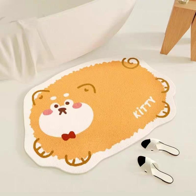 Cute piggy imitation cashmere room bathroom floor mat absorbent non-slip washstand toilet carpet