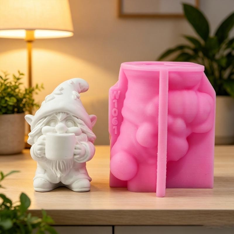 3D Dwarf Figurine Silicone Mold For Resin Casting and Making Candle Soap Chocolate and Gypsum Sculpture Christmas Decoration