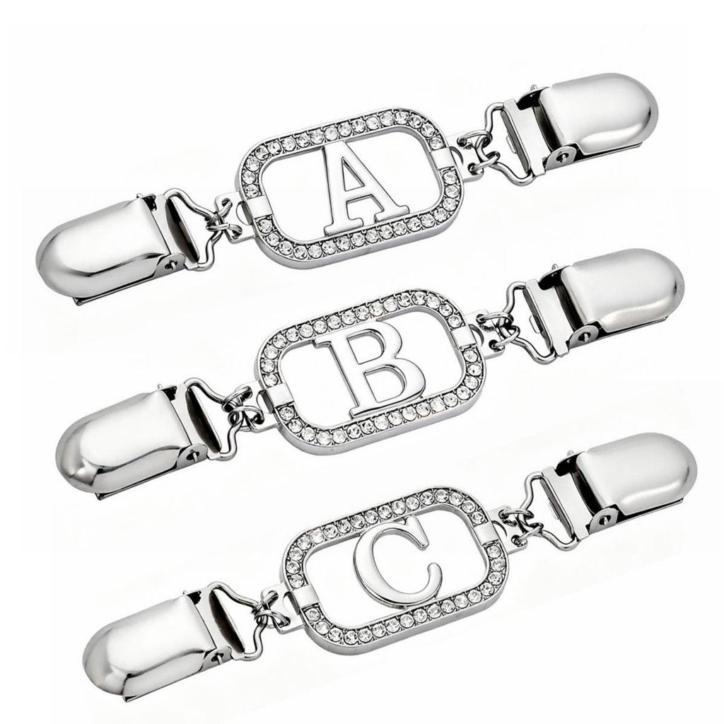 Rhinestone Alphabet Sweater Clip Brooch for Women - Shawl, Cardigan, Scarf, and Waist Accessory