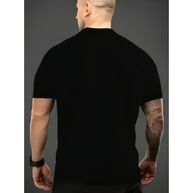 European Sizes Men'S Casual Sports Fashion Short Sleeve T-Shirt | 2D Print, Crew Neck, Slight Stretch Knit Fabric, Regular Fit, Suitable for Sports