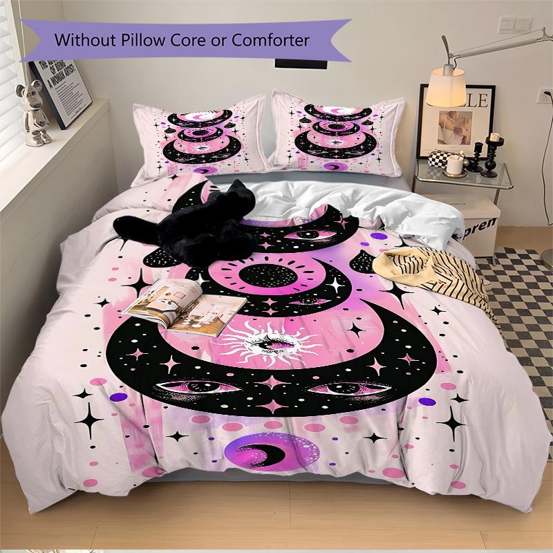 3pcs Moon Eyes Bedding Set, Includes Without Pillow Inserts, Soft Comfortable Bedding Set,All-Season Use a0924081