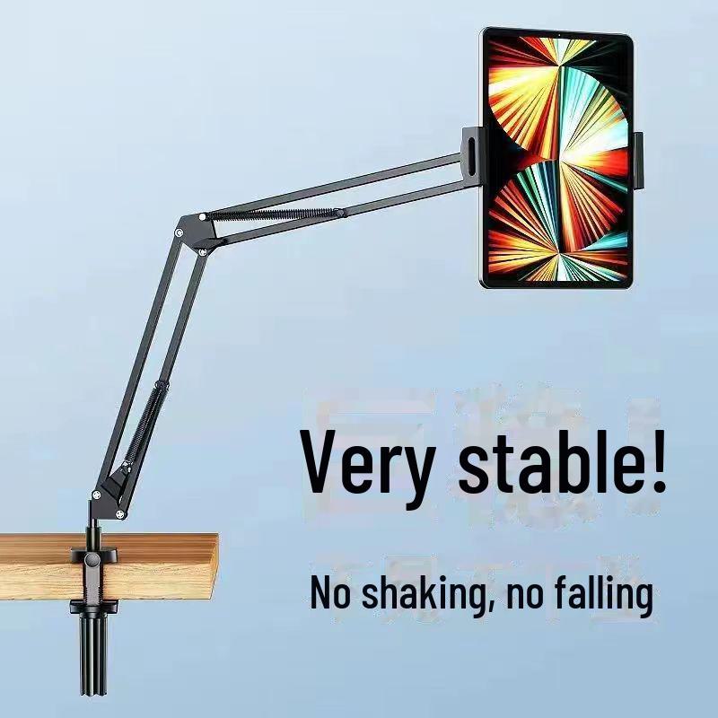 Multifunctional Phone & Tablet Stand for Bedside, Desktop, Overhead Shooting, Live Streaming, and Lectures with Stable Large Clip.