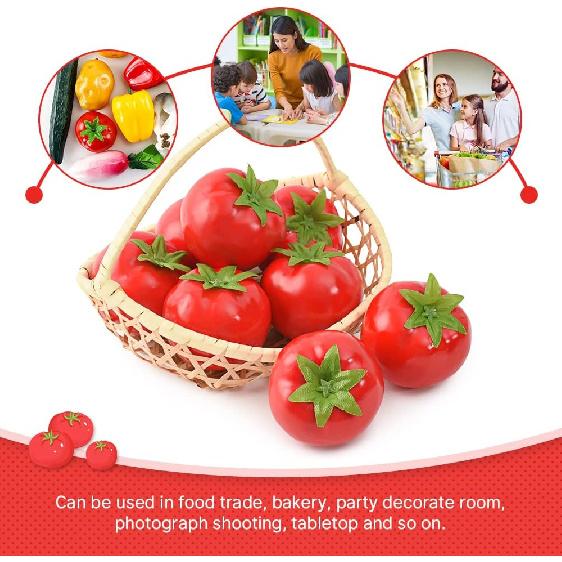 Artificial Tomatoes, 8Pcs Simulation Tomatoes Fake Fruit Vegetable for Home Kitchen Party Decor Photography Props
