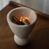 Wabi Sabi Style Natural Yellow Cave Stone Flower Wood Incense Rack Decoration Palo Santo Burner, Aromatherapy Crystal Container