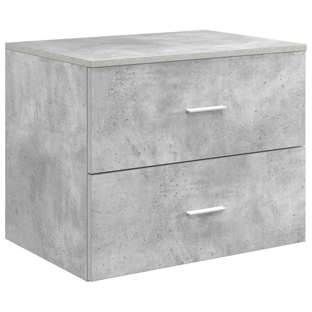 5 Piece Bathroom Furniture Set Concrete Grey Engineered Wood and Glass