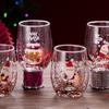 4pcs Santa Cartoon Double-Wall Insulated High Borosilicate Glass Set, Reusable Christmas Holiday Gift for Family and Friends