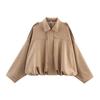 European and American Women's Fashionable Bomber Jacket with Batwing Sleeves and Zipper - Casual 2025 Style.