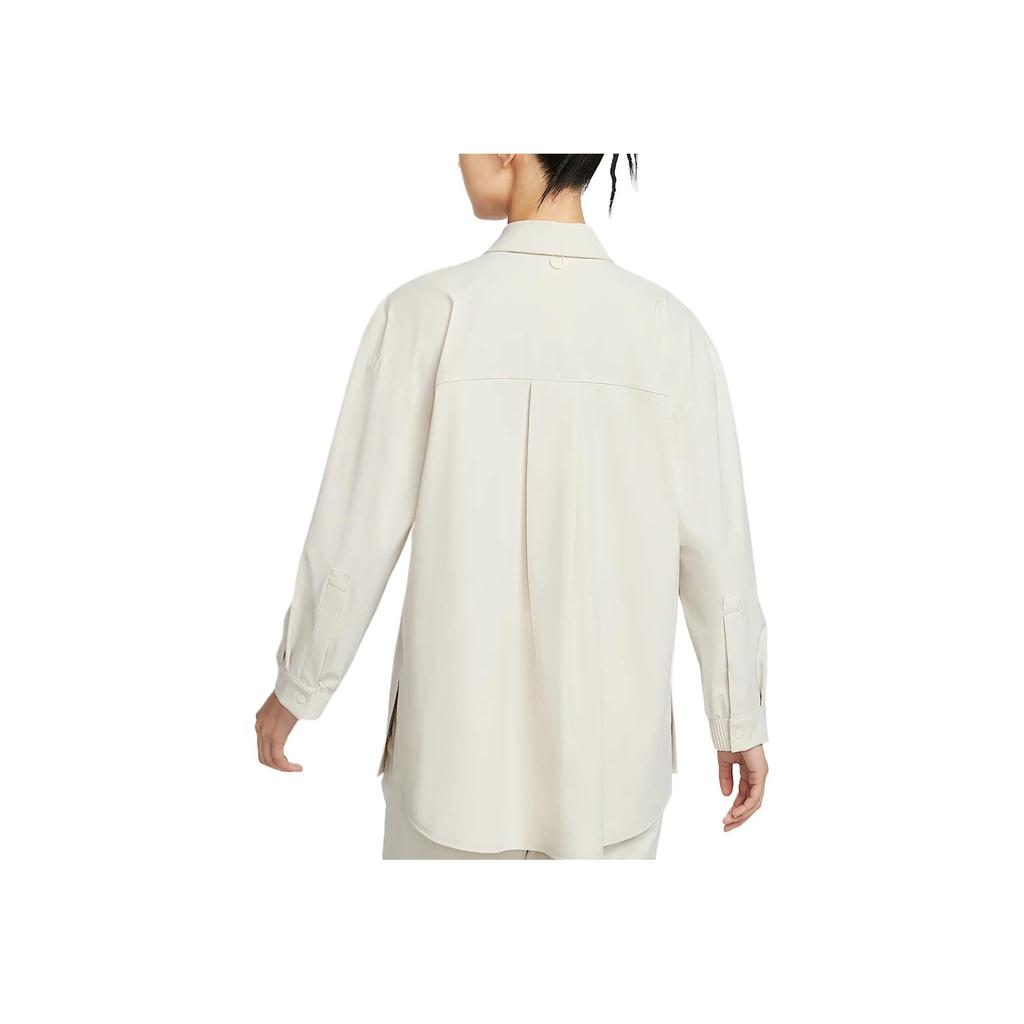 Nike SS25 24.7 Perfect Stretch Solid Color Minimalist Long Sleeve Shirt Women tops Light-Mineral-Brown Light-Iron-Ore HQ0237-104