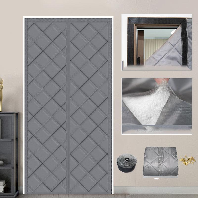 

Осенние и зимние самопоглощающие хлопковые утолщенные шторы для дома, теплоизоляционные перегородки, зимние холодные шторы 85x195cm серый