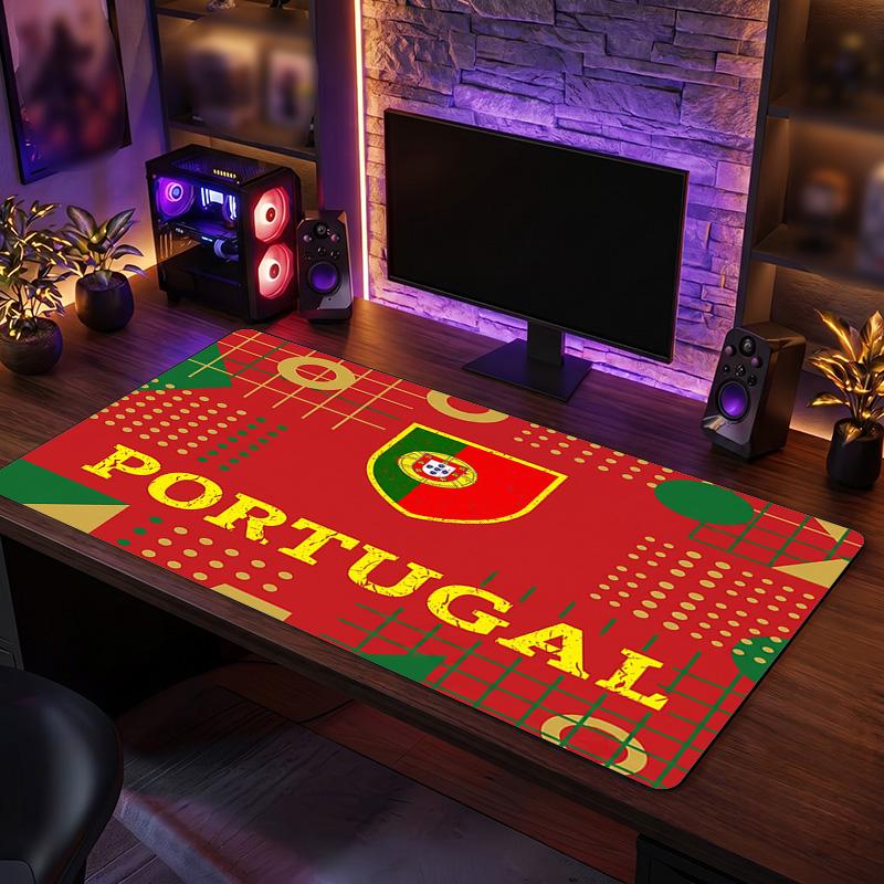 Portugal Football Crest Mouse Pad, Extended Non Slip Rubber Desk Mat for Gaming Office Laptop Fan Gift