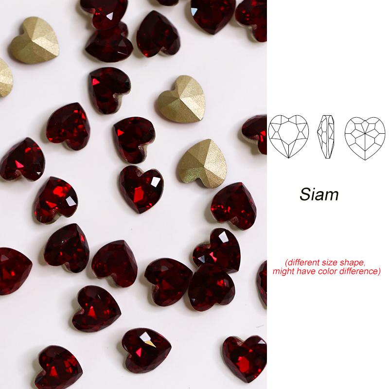 Paso Sico Heart Shaped Point Back Rhinestones Pink MO Loose Crystal Beads Garment Shoes Diy Nail Art Accessories