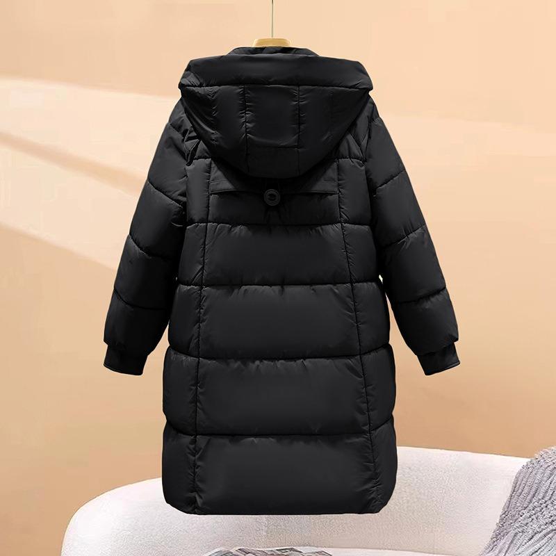 Neue mittellange und lange verdickte Kapuzen-Daunen-Baumwollpolsterung Kleidung lockere Winter-Baumwollpolsterung Kleidung Damen dünne Baumwollpolsterung Jacke