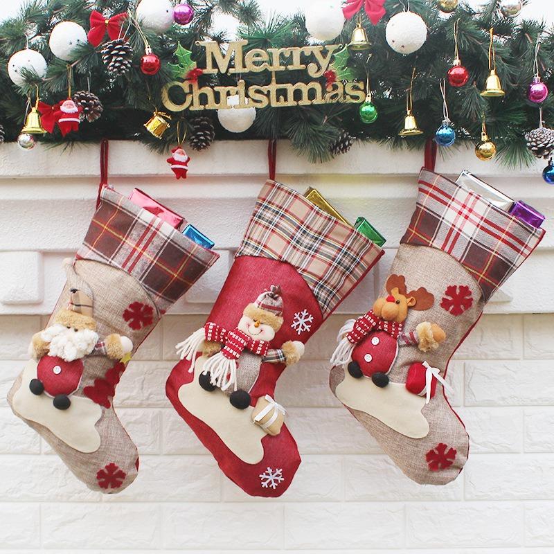 Christmas Decorations Pendants Arrangements New Year Gifts Santa Snowman Socks Christmas Socks Gift Bags
