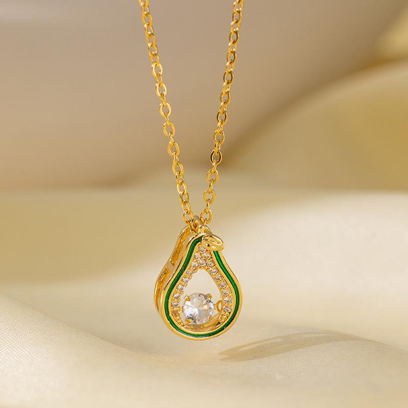 Titanium steel heavy industry exaggerated micro-inlaid real gold electroplating necklace women's transfer beads ins collarbone chain with jewelry