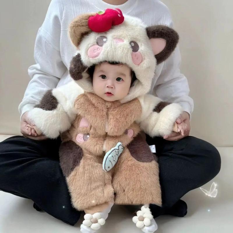 Infant Toddler Autumn Winter Plush Thick Warm Jumpsuit Winter Jacket Baby Cute Outerwear Rompers