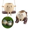 Playful Feline Shape Planter With Rocking Chair Design Lightweight Resin Flower Pot Decoration Fit for Home Balcony Desk