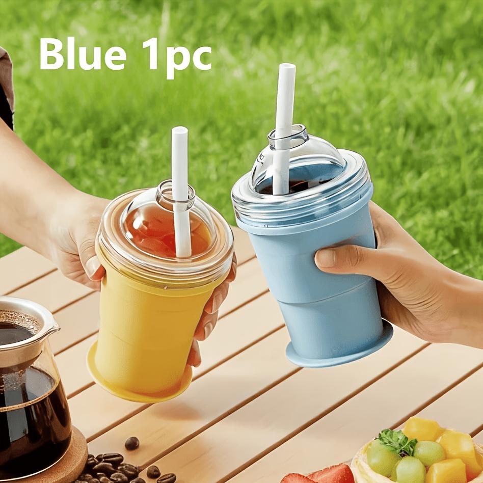 Portable Foldable Ice Hockey Cup, 2-in-1 Silicone Ice Cube Maker, Multifunctional Freezer Tray for Summer Drinks