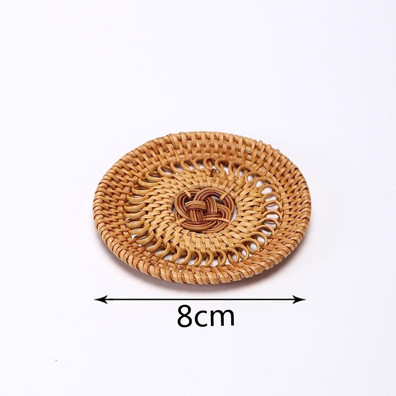 Getränkeuntersetzer, rund, Teller, Geschirr, handgefertigt, Tischset, rutschfest, Rattan-Gewebe, Tassenmatte, Wärmedämmung, Tischschüsselunterlage
