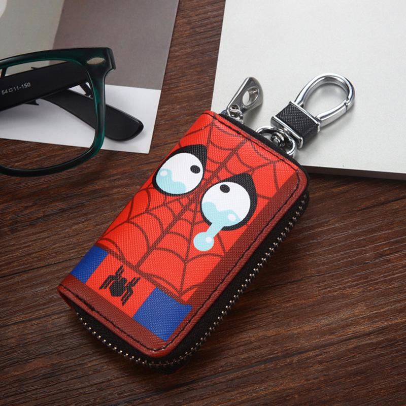 Cute Cartoon Key Bag Men Women PU Leather Key Holder for Car Metal Key Chain Creative Mini Zip Coin Purse Car Key Case Cover