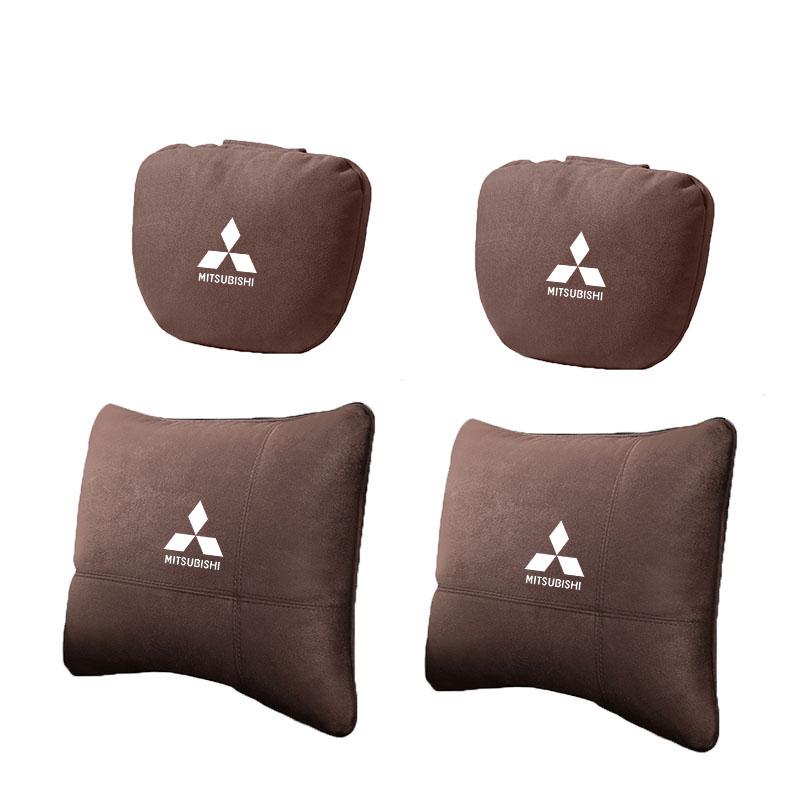 Autostoel Hoofdsteun Nekbeschermer Kussen Suède Leer Gordel Schouderpads voor Mitsubishi Outlander I200 Pajero Eclipse ASX Lancer