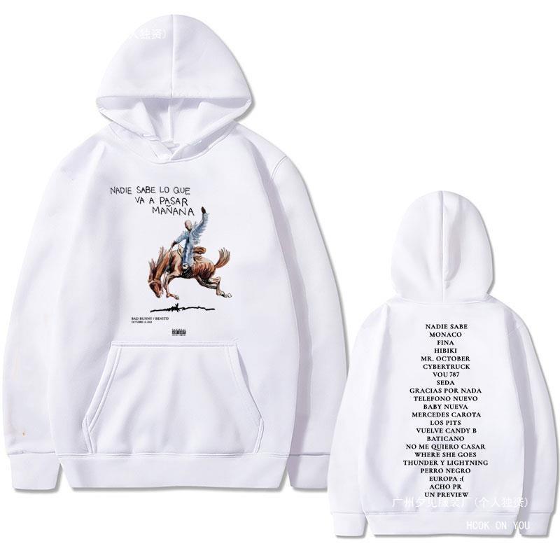 Rapper Bad Bunny Nadie Sabe Lo Que Va A Pasar Mañana Album Fabric New Street Fashion Hoodie Casual Running Sweatshirt Cyberpunk