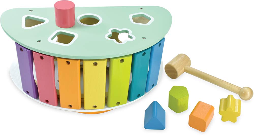 Toy Rocking Activity Educational Wooden Musical Hammer Birthday Gift for Year Olds Edutē I'm Toy, Toy, Instrument, Toy, Shape-Matching Puzzle, 1-2