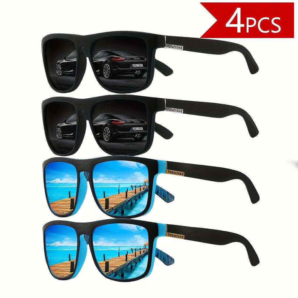 4pcs Unisex Classic Fashion Eyeglasses Sports Style Vintage Square Design Colorful Tinted Frame Durable PC Frame and Metal Hinge