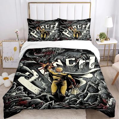 Casal One Punch Man All Season Duvet Cover Comforter Bedding Set Soft Quilt Cover and Pillowcases Teens Single/Double/Queen/King