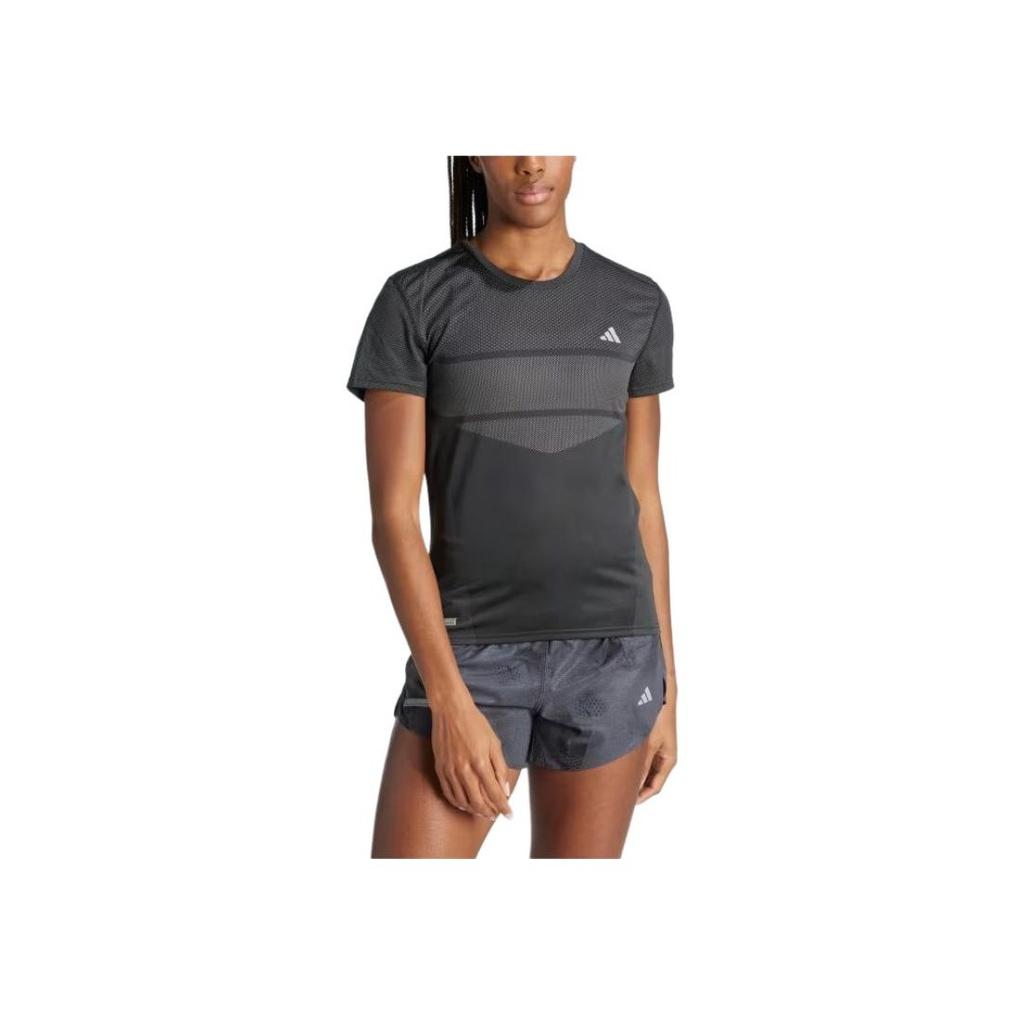 Adidas Ult Logo Print Loose Fit Round Neck Short Sleeve T-Shirt Women Tops Black IL7175