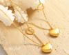 Blogger's Double Peach Heart Necklace: 18K Gold-Plated Titanium Steel Clavicle Chain P221