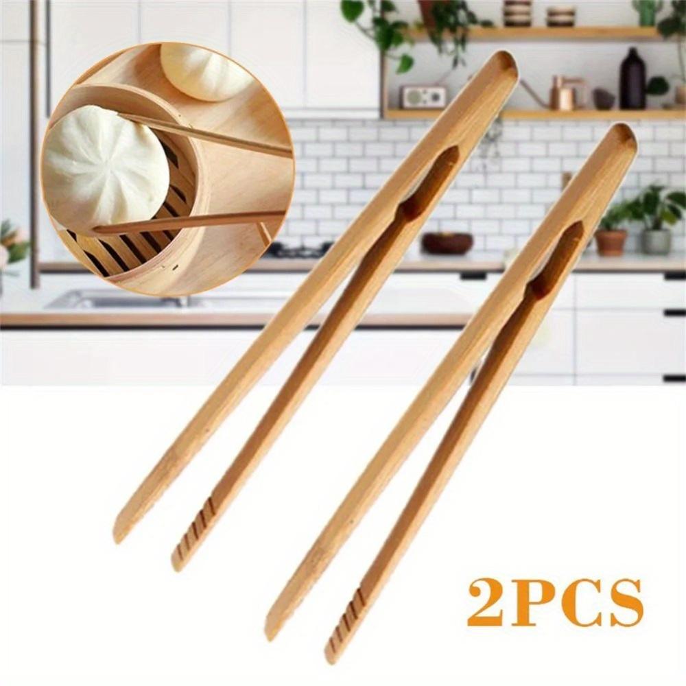 2Pcs/set Bamboo Tongs Wooden Food Tongs Kitchen Tongs Dessert Sugar Ice Clip Anti Heat Bread Clip Tea Clip Teaware Accessories