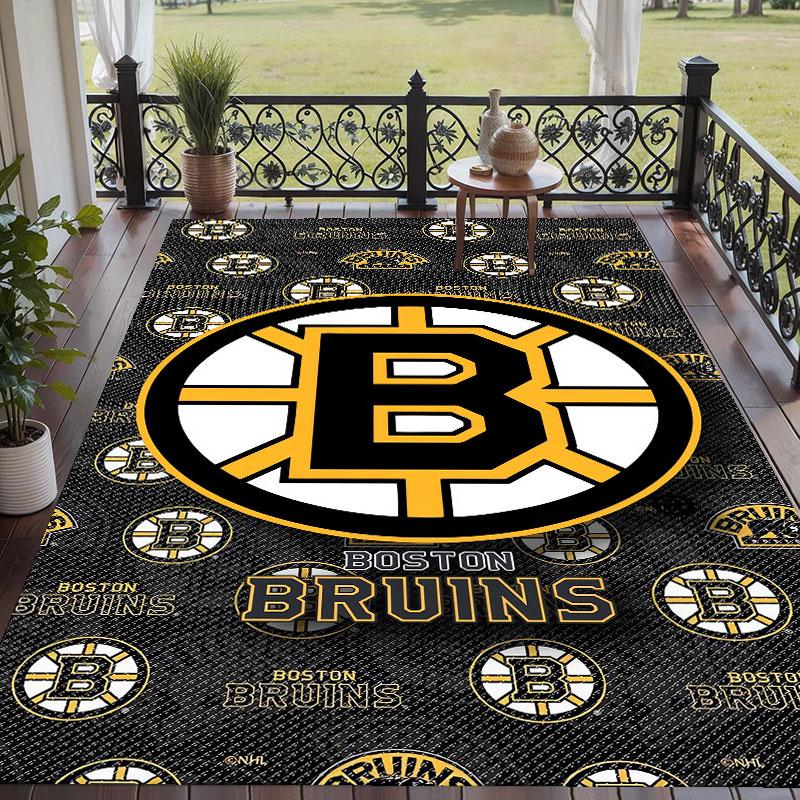Soft Floor Carpet Boston Bruins Pattern Area Rug Decorative Mat For Home Room Decoration