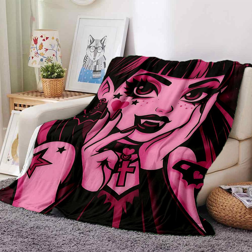 1Pc Monster High Starry Night Blanket For Couch Bed Plush Cozy Fuzzy Blanket Super Soft Warm Blankets For Fall And Winter 091828