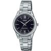 LTP-V005D-1B2 Women's Stainless Steel Roman Black Dial 3-Hand Analog Dress Watch Silver