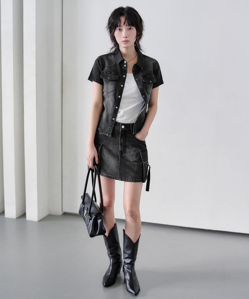 Deketeuumeon Cargo Mini Skirt Dcsk004Blacka