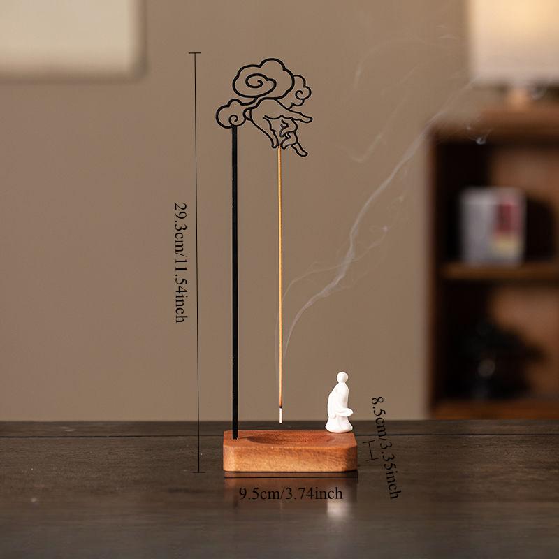 Creative Bergamot Upside Down Incense Burner Incense Stick Holder Wooden Round Incense Tray Ornament Bedroom Home Yoga Decor