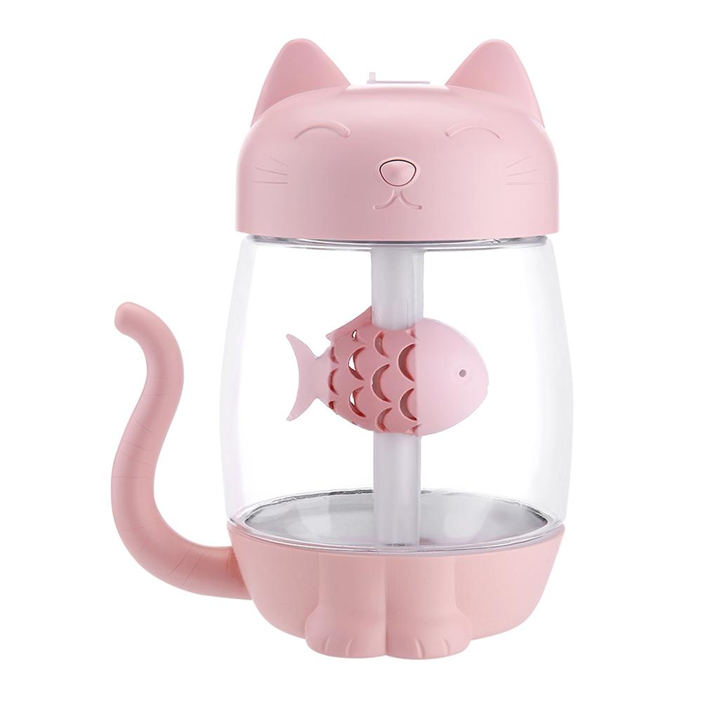 

3 In 1 Mini Humidifier Fan Night Light Quiet Air Cool Mist USB Automatic Power Off Humidifier For Car Plants Home Office Bedroom pink